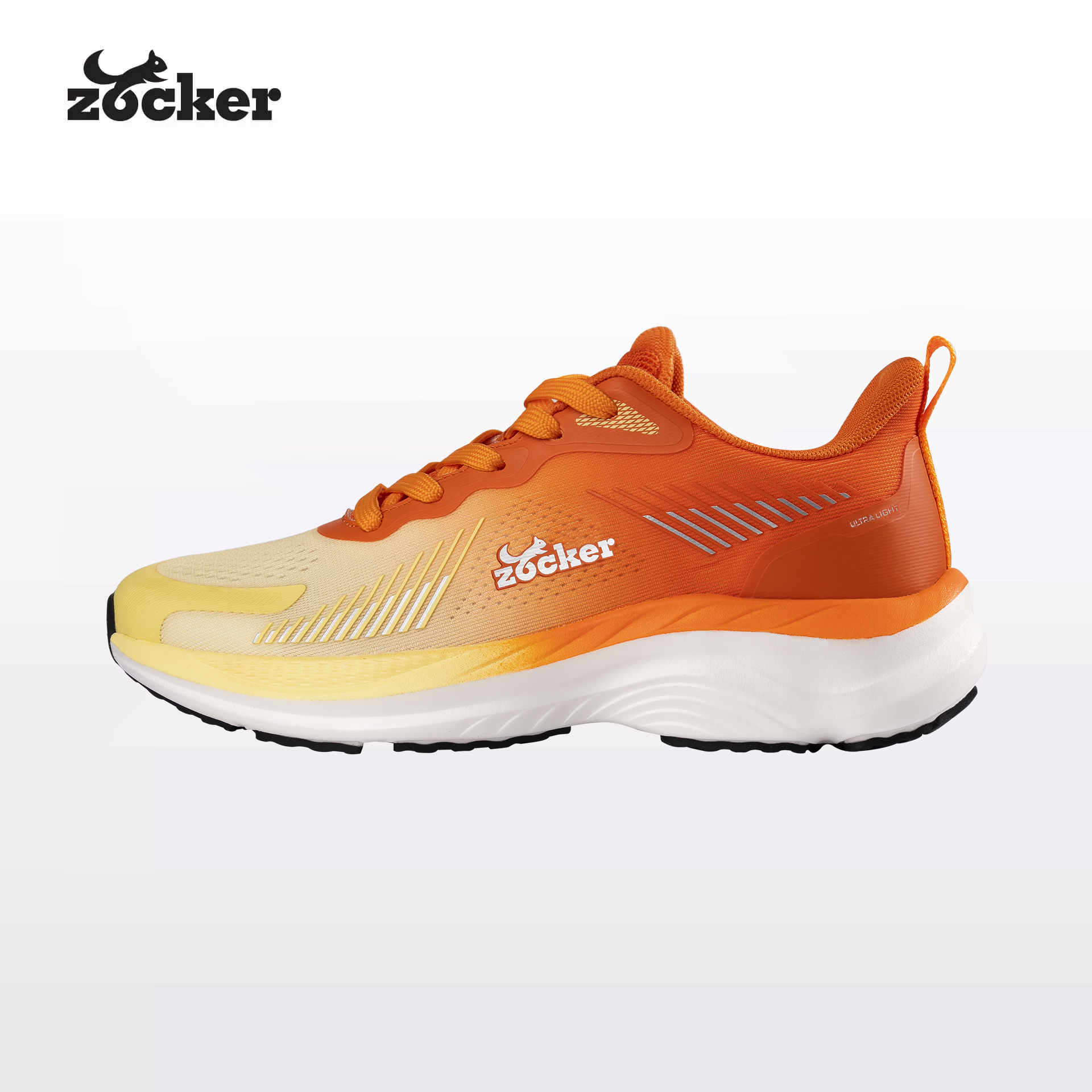Giày chạy bộ Zocker ZCB ULTRA LIGHT Pale yellow/orange, Siêu Nhẹ, Siêu Bền, Siêu Nảy, Tặng Kèm Tất Dệt Kim Cao Cấp