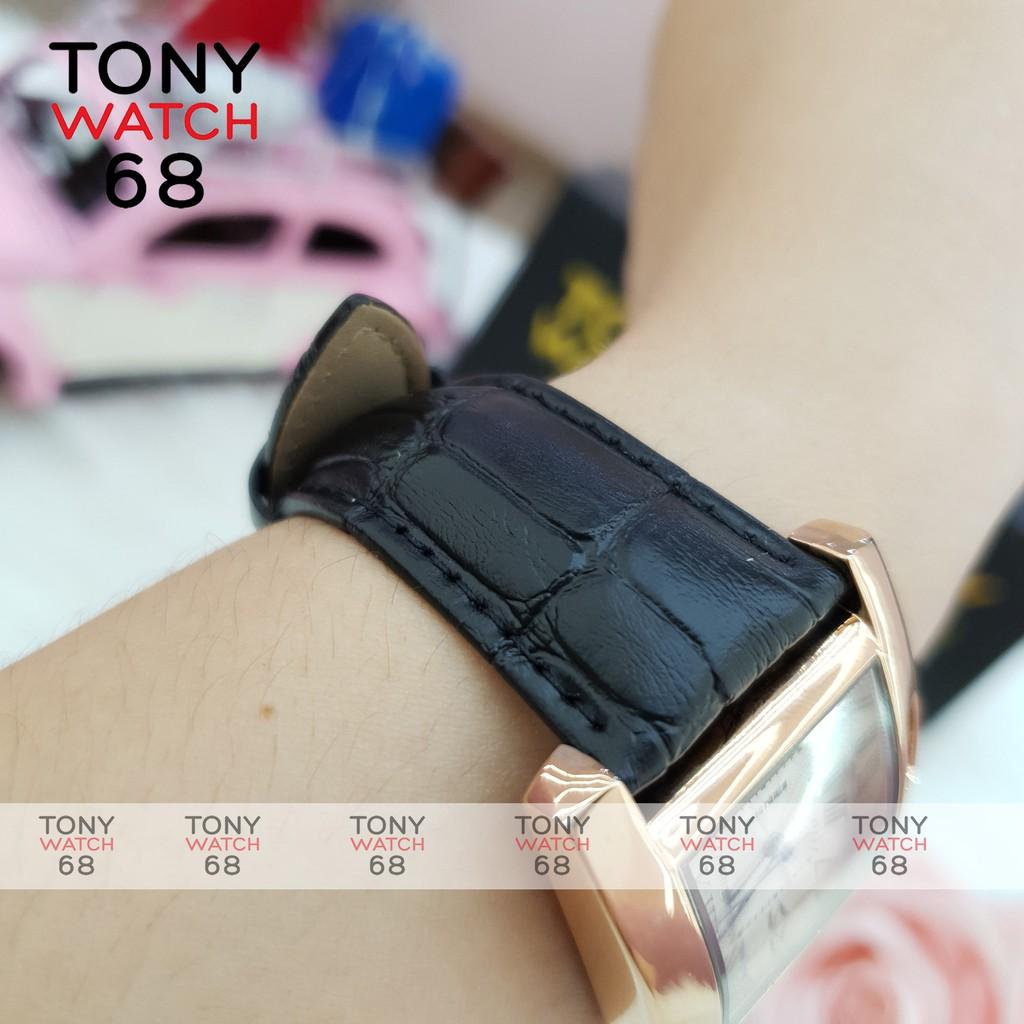 Đồng hồ nữ Skmei dây da mặt vuông viền vàng chính hãng Tony Watch 68