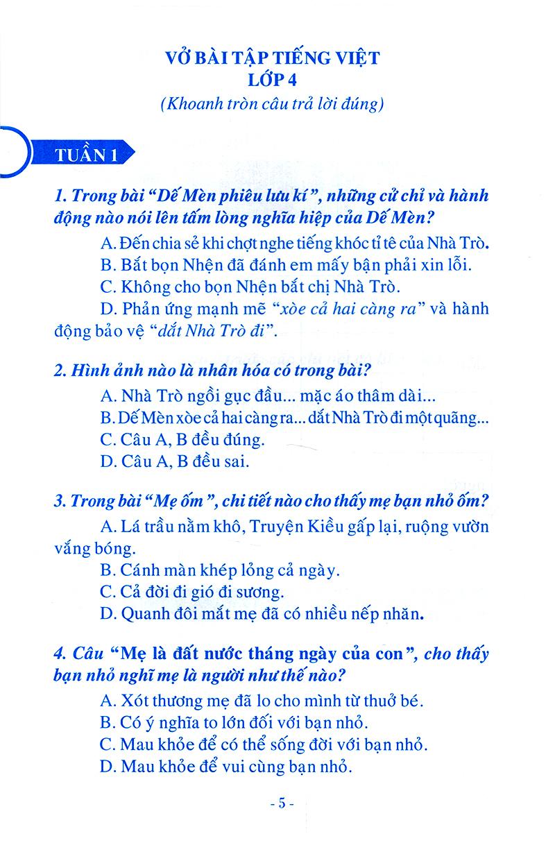 Vở Bài Tập Tiếng Việt - Lớp 4 (Tập 1)