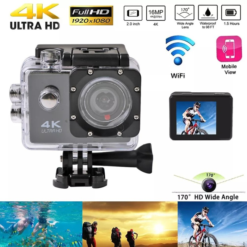 Máy ảnh hành động WiFi 12MP 4K 25fps Ultra HD 170D GO Waterproof Pro Sport DV Mũ bảo hiểm Kỹ thuật số Video Ghi lại Camera Cam Sport