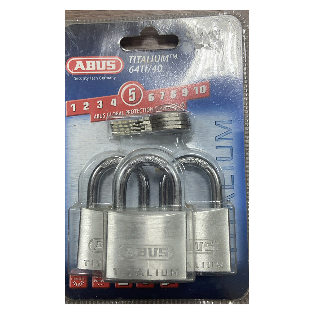 Bộ 3 ổ khóa ABUS Titalium 64TI/40 Triples rộng 40mm dùng chung 4 chìa