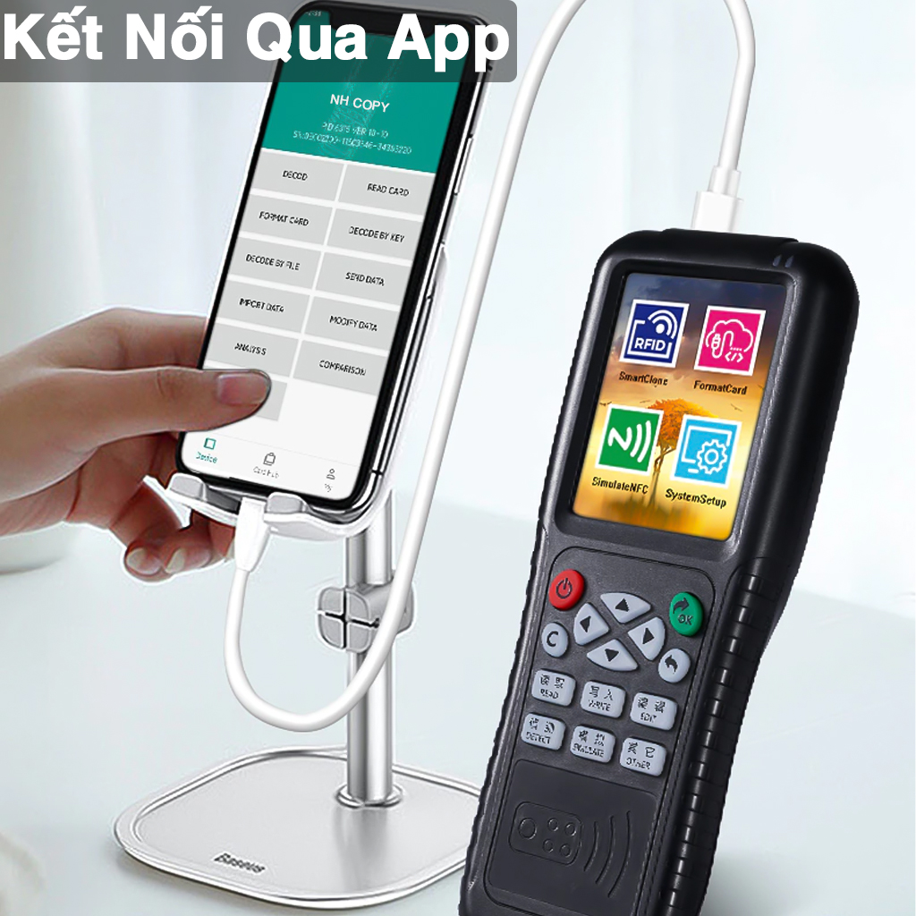 Vinetteam Máy Sao Chép Thẻ Từ Thẻ Thang Máy Thẻ Ra Vào Icopy X100 Thiết Bị Đọc ID/IC Sao Chép Giải Mã Hoàn Toàn NFC 13,56MHz 125KHz Thông Qua Ứng Dụng Điện Thoại - Hàng Chính Hãng