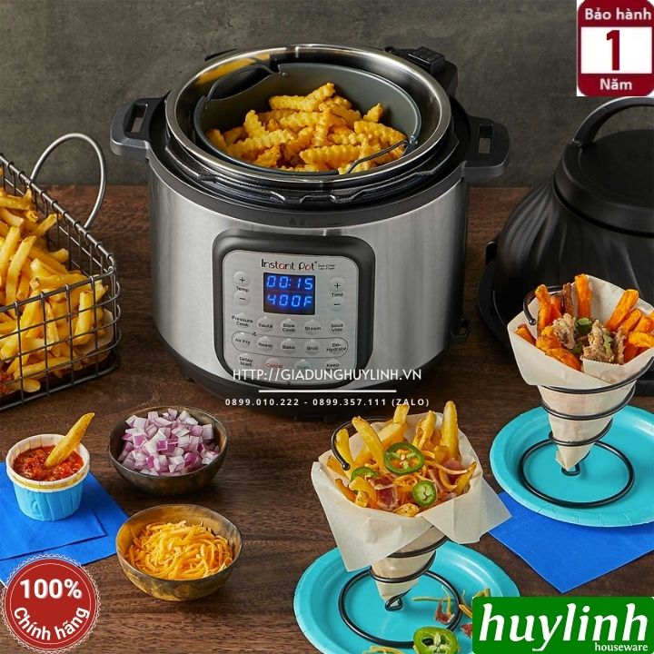 Nồi áp suất điện kết hợp chiên không dầu Instant POT Duo Crisp 11-in-1 - 8 lít - 11 chức năng - Hàng chính hãng