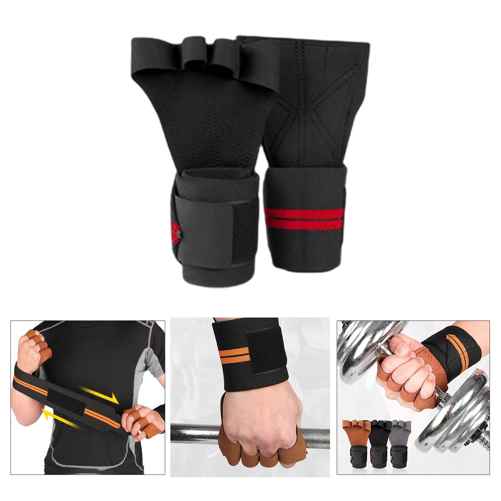 Weight Lifting Hand Grips Workout Pads with with Adjustable Wrist Support Wraps for Power Lifting Pull Up Fitness Gym