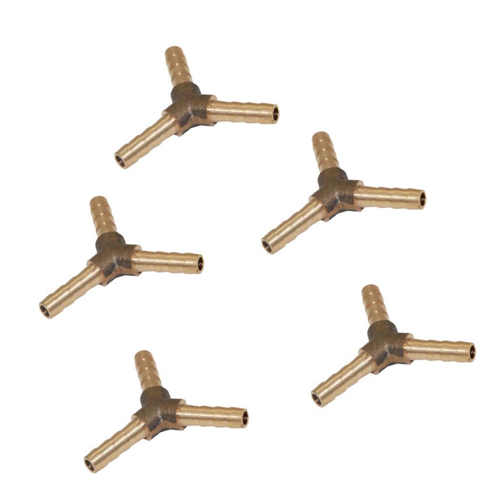 4X 5Pcs Brass 3 Ways Barbed Hose Tube Pipe Pagoda Fitting Connector 6mm-6mm