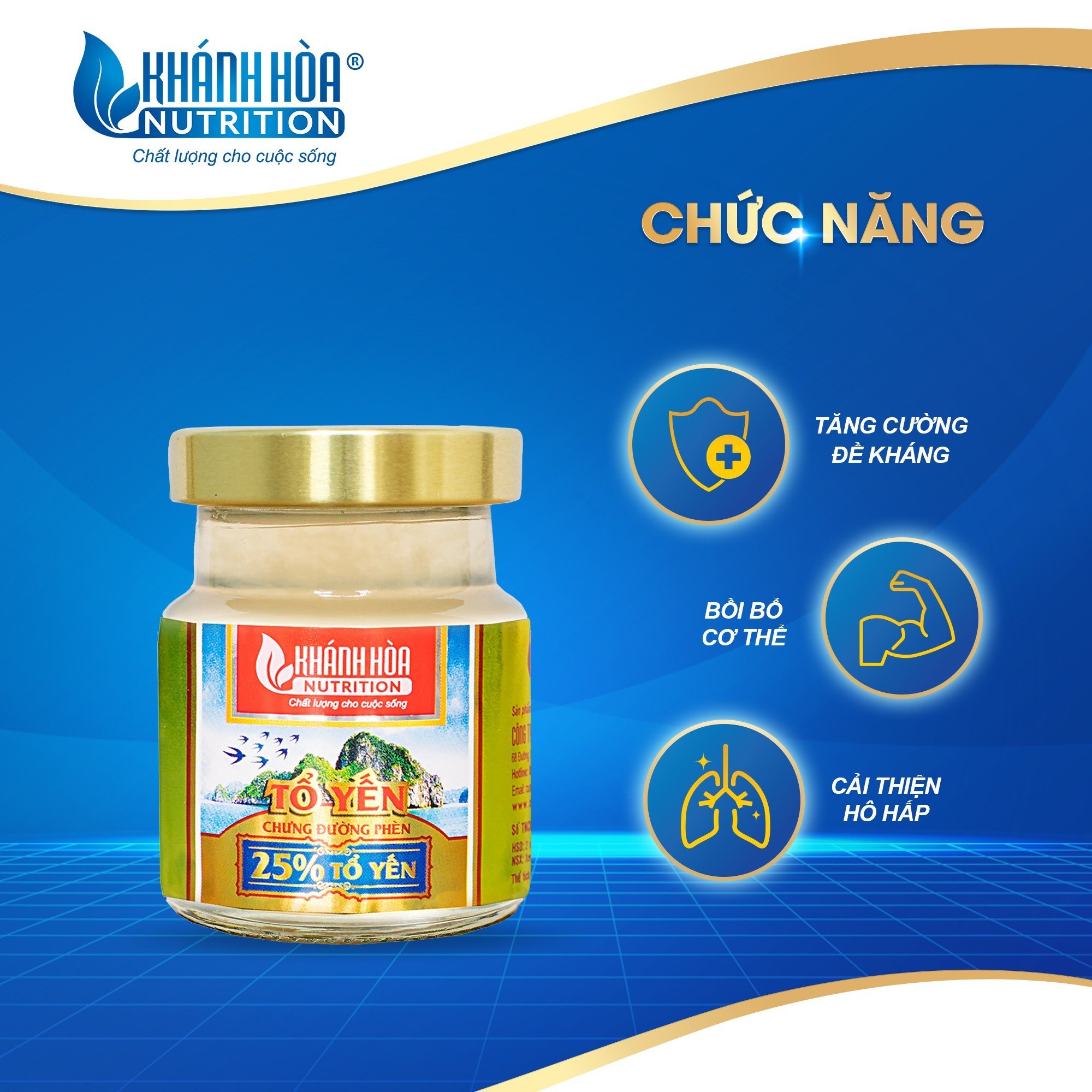 Nước Yến Sào Chưng Đường Phèn/Nước Yến Sào Chưng Nhân Sâm Hàn Quốc Cao Cấp 25% - Khánh Hòa Nutrition - Hộp 6 Lọ x 70 ML