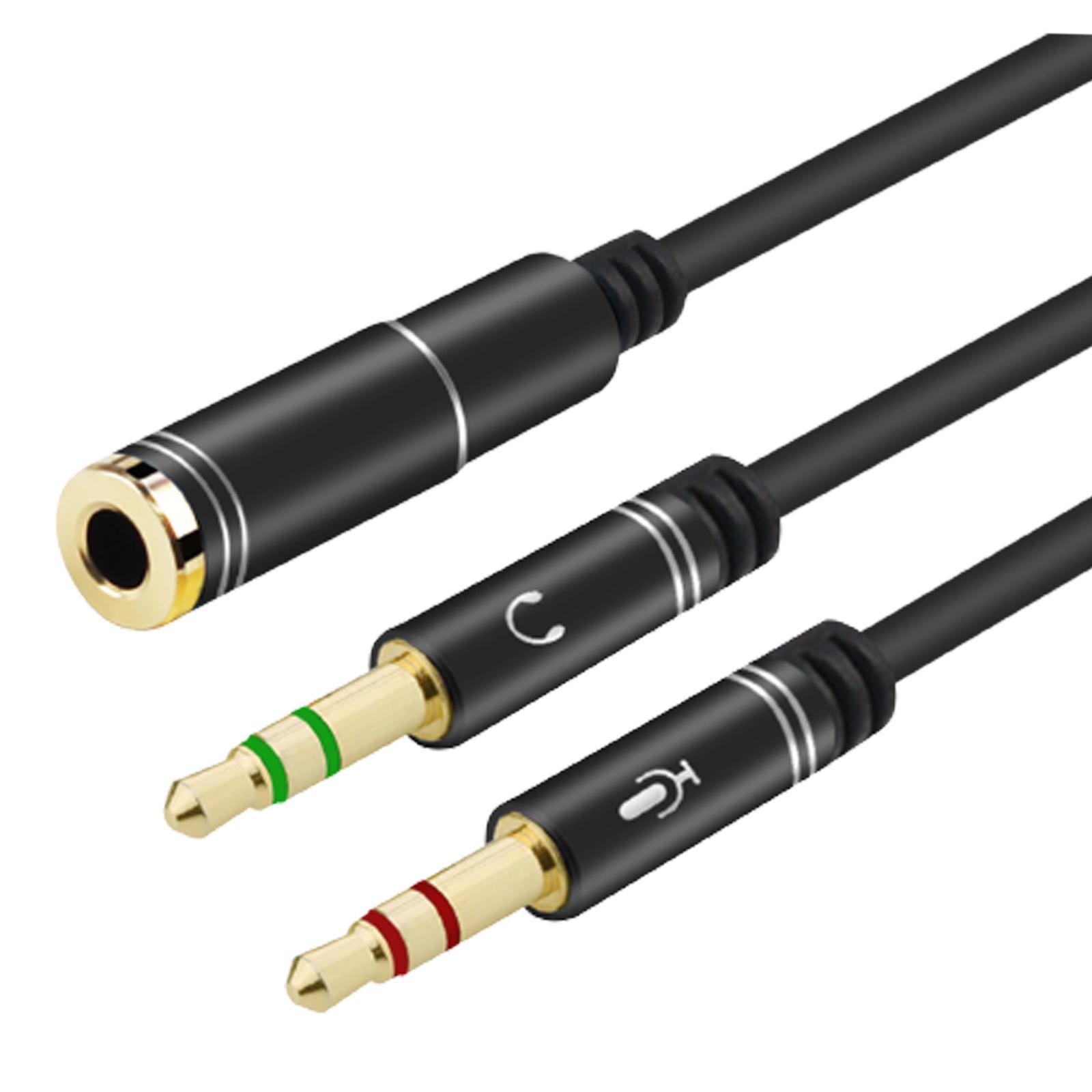 Splitter Audio Cable 0.3M Stereo Cables for Microphone PC