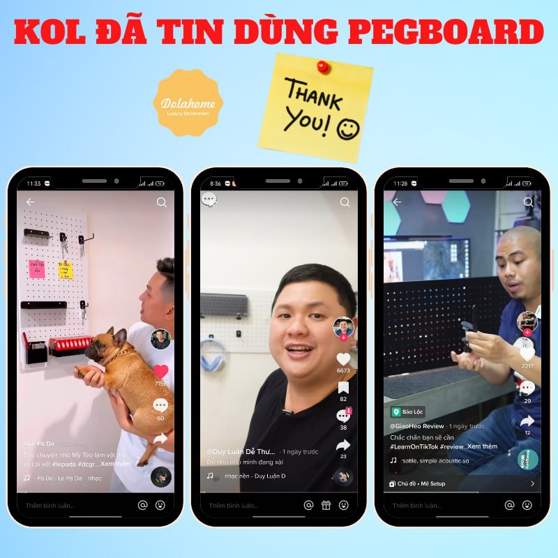 Bảng lỗ Pegboard Dola Home kim loại cao cấp tiện dụng trang trí phòng khách phòng ngủ phòng làm việc bảo hành 12 tháng