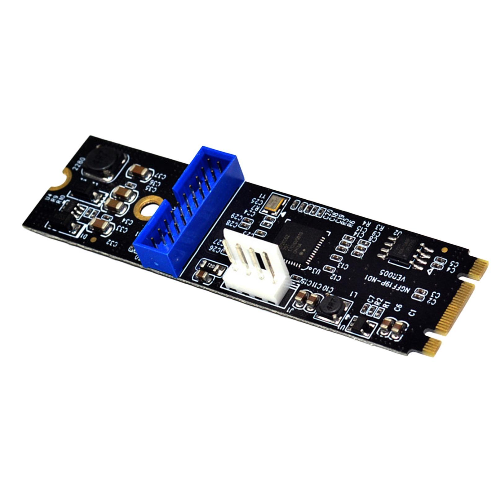 M.2 to USB 3.0 Front 19 Pin Adapter Card Expansion Card 2 Ports USB 3.0 Transfer Card Converter for Desktop Motherboard Computer