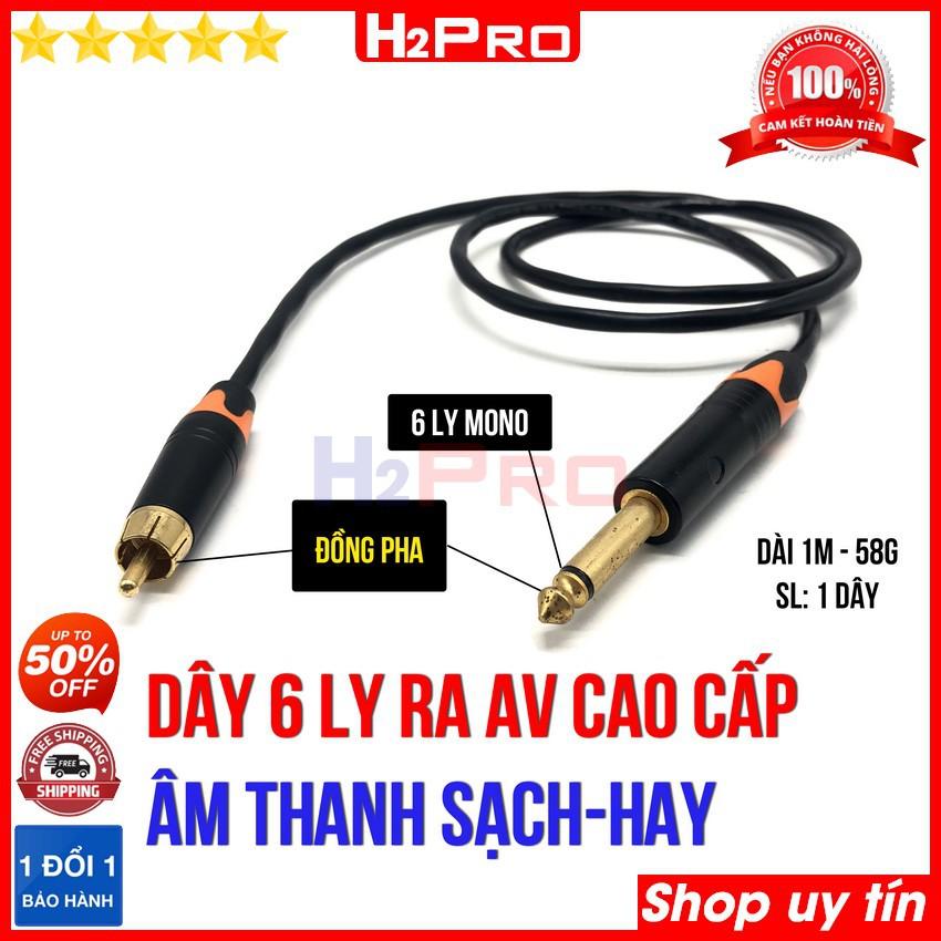 Dây 6 ly ra AV hoa sen H2Pro cao cấp âm thanh ra sạch-hay dài 1m (1 sợi), dây jack 6 ly mono ra jack av hoa sen