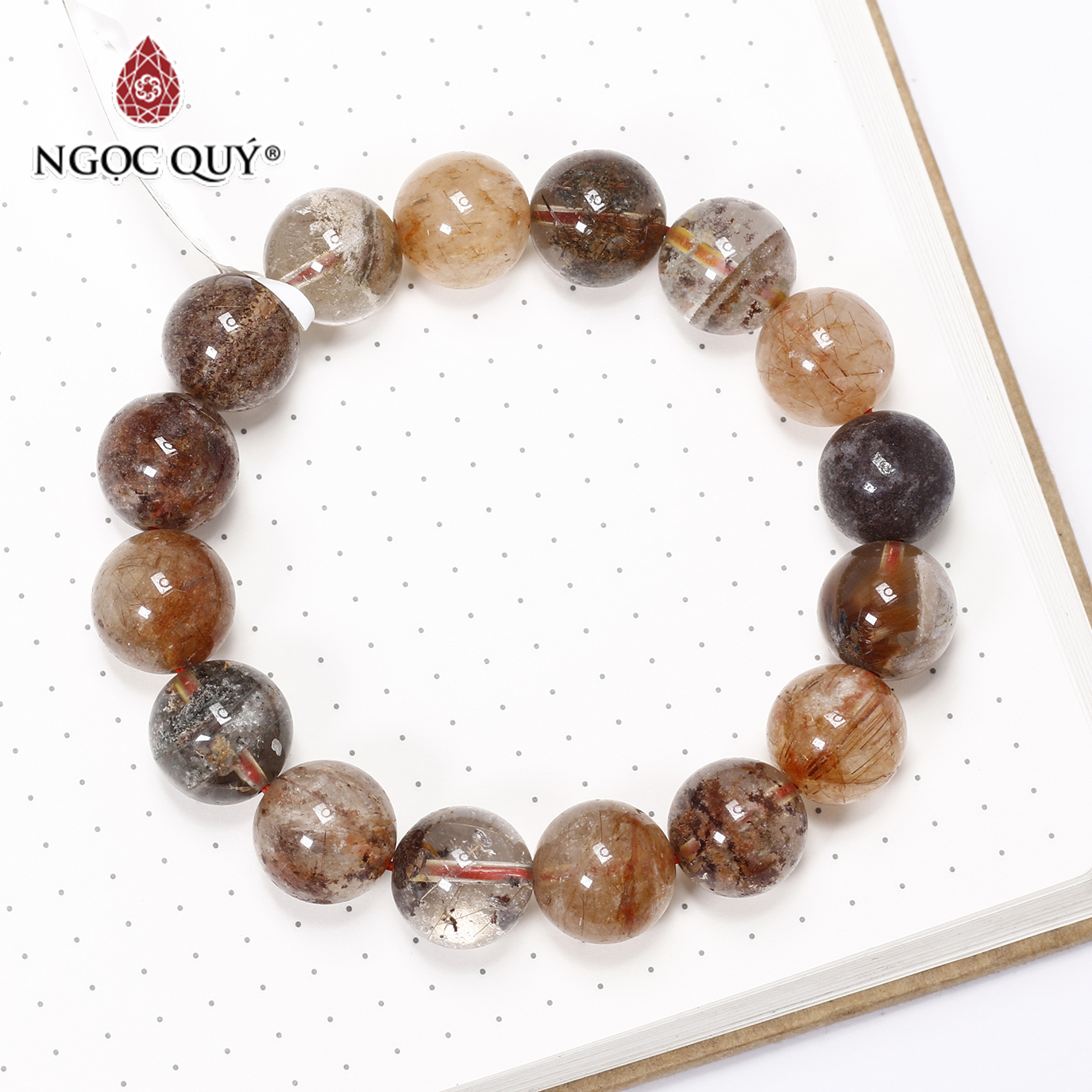 Vòng tay đá thạch anh ưu linh tóc cam 12mm mệnh hoả, thổ - Ngọc Quý Gemstones