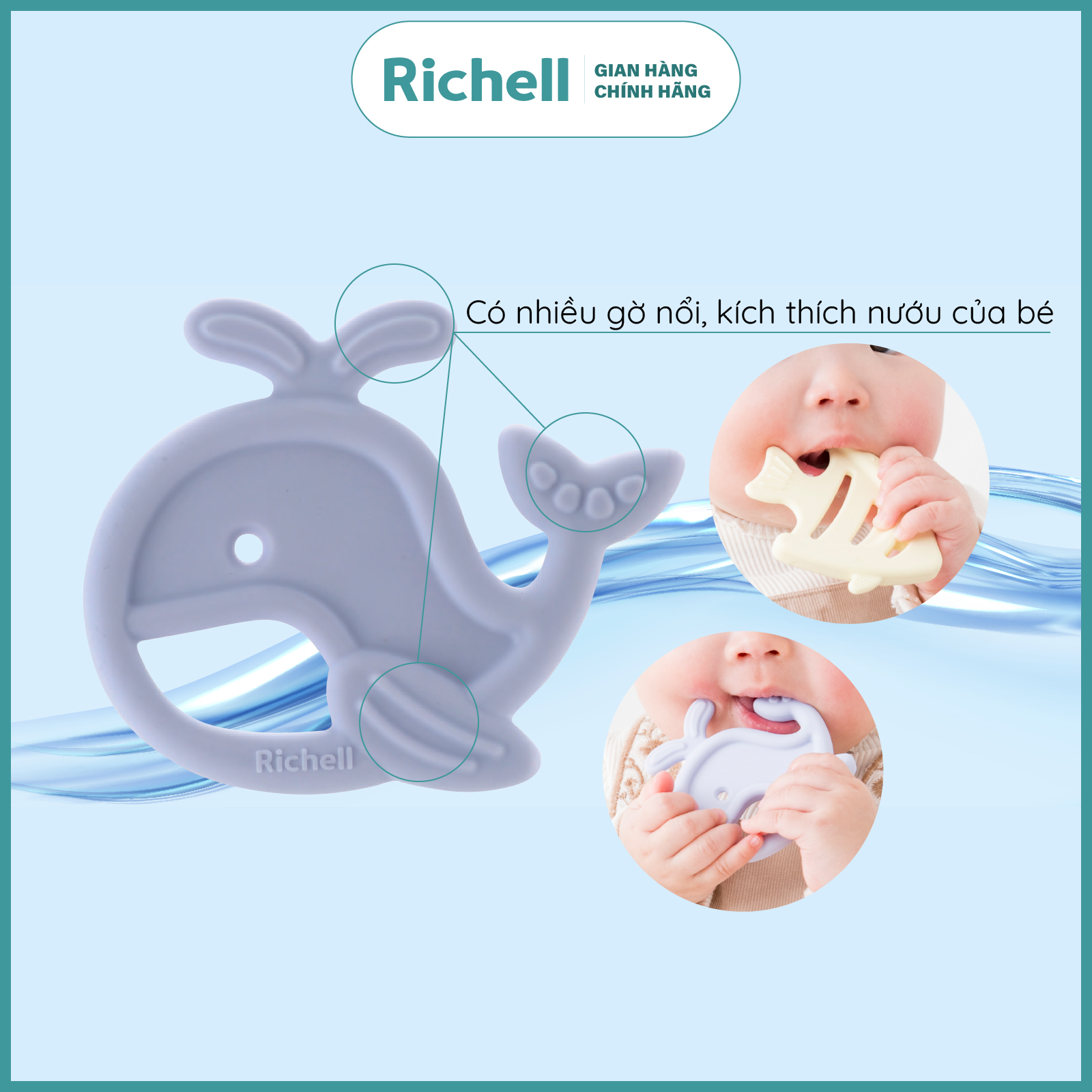 Gặm nướu silicone nguyên khối Richell Nhật Bản sinh vật biển gặm nướu đồ chơi cho bé | Baby