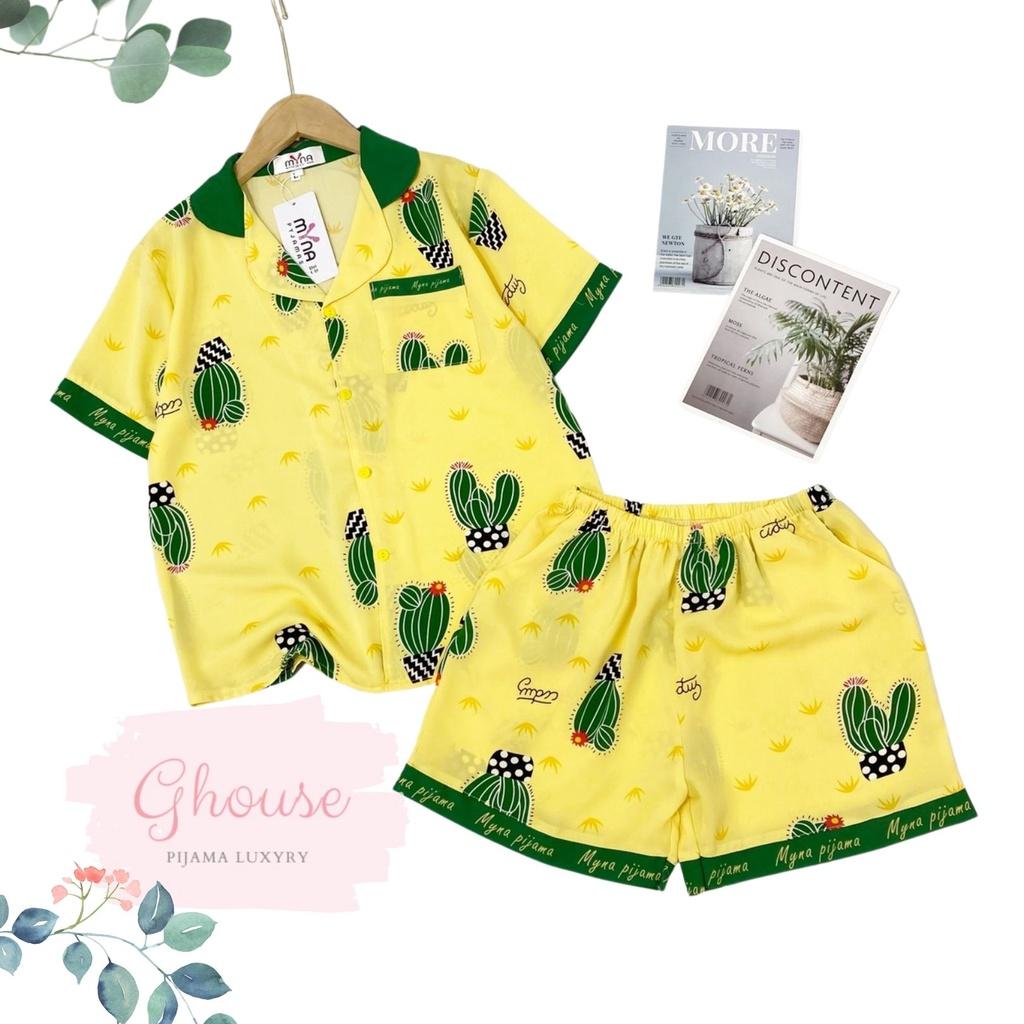 Đồ Ngủ Pijama Lụa Mango Tay Ngắn Quần Đùi Siêu Xinh, Mềm Mịn, Độc Lạ Khó Tìm, Sanh Chảnh Hàn Quốc