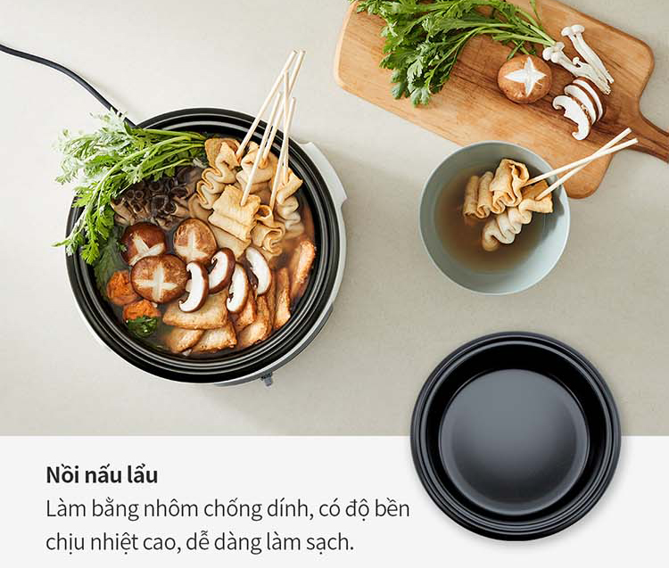 Nồi điện đa năng LocknLock 2 trong 1 nướng lẩu tối ưu 4 chế độ nhiệt - EJP544WHT - Hàng chính hãng