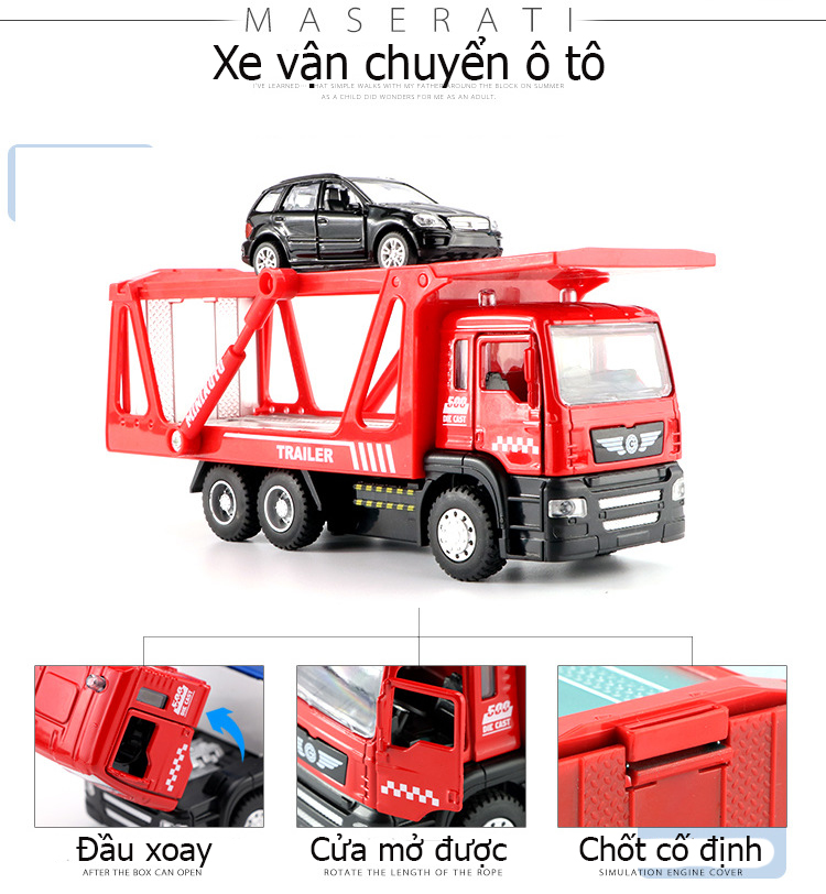 Đồ chơi mô hình xe cứu hộ vận chuyển ô tô KAVY No.8809 gồm 2 xe có nhạc và đèn