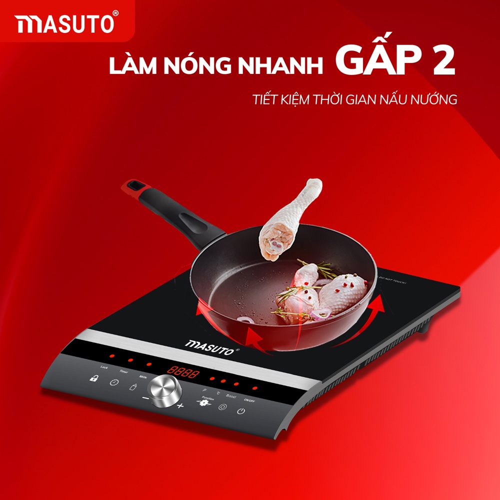 Bếp điện từ đơn cảm ứng Sothing Masuto MS-ID2000 kính cường lực siêu bền tặng kèm nồi lẩu- Hàng chính hãng