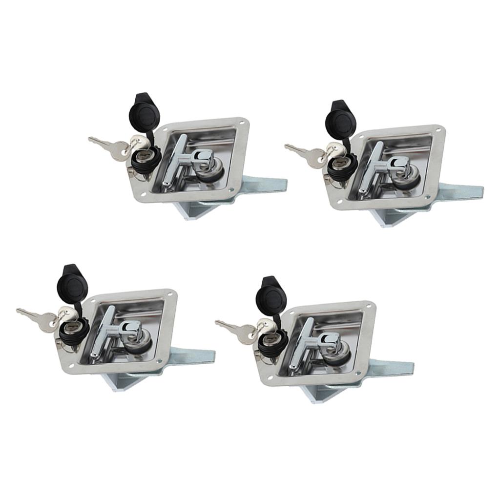 4pcs/pack Car Truck Trailer Camp Stainless Steel Folding T Shape Handle Lock Tool Latch