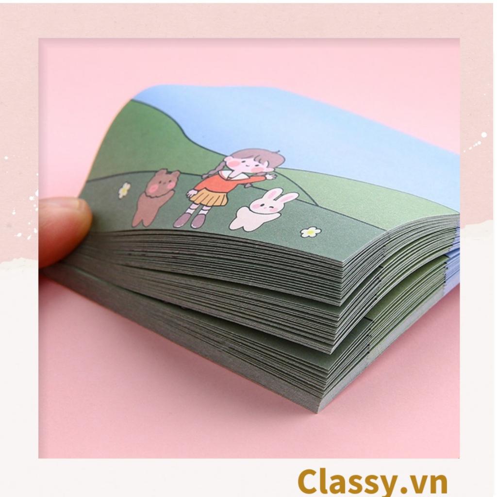 Tệp 50 tờ Giấy note Classy ghi nhớ màu pastel dễ thương in hình hoạt hình; tiện dụng; kích thước 80X 80 Cm PK726