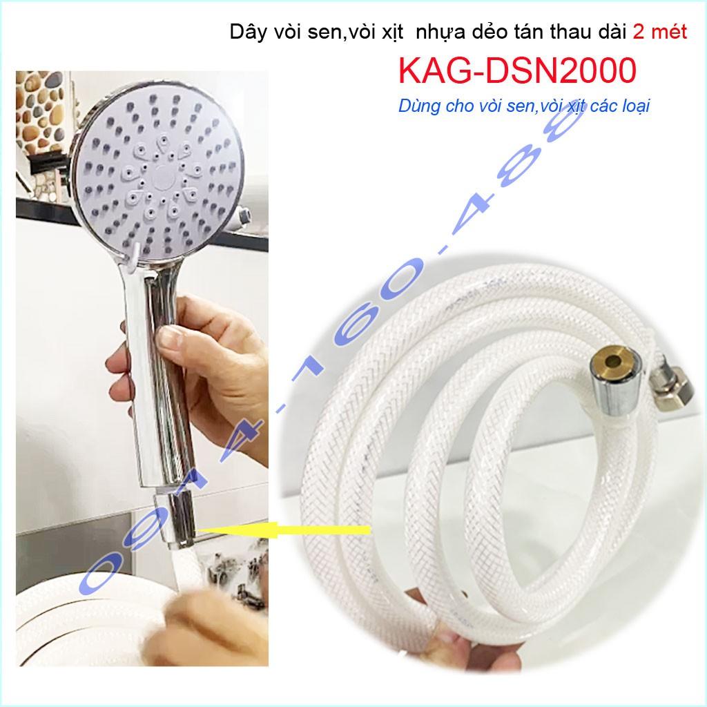 Dây sen nhựa KAG-DSN2000-2m cao cấp,dây dẫn nước vòi sen vòi xịt 2m dây bằng nhựa chịu áp lực tốt giá tốt sử dụng tốt