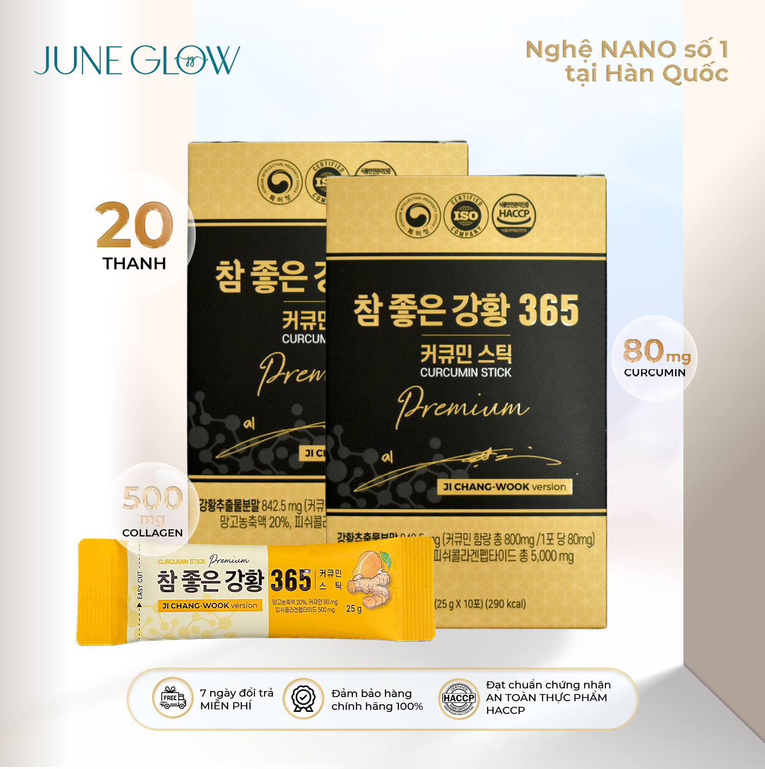 2 hộp thạch nghệ Nano 365 Cpllagen Premium 20 thanh