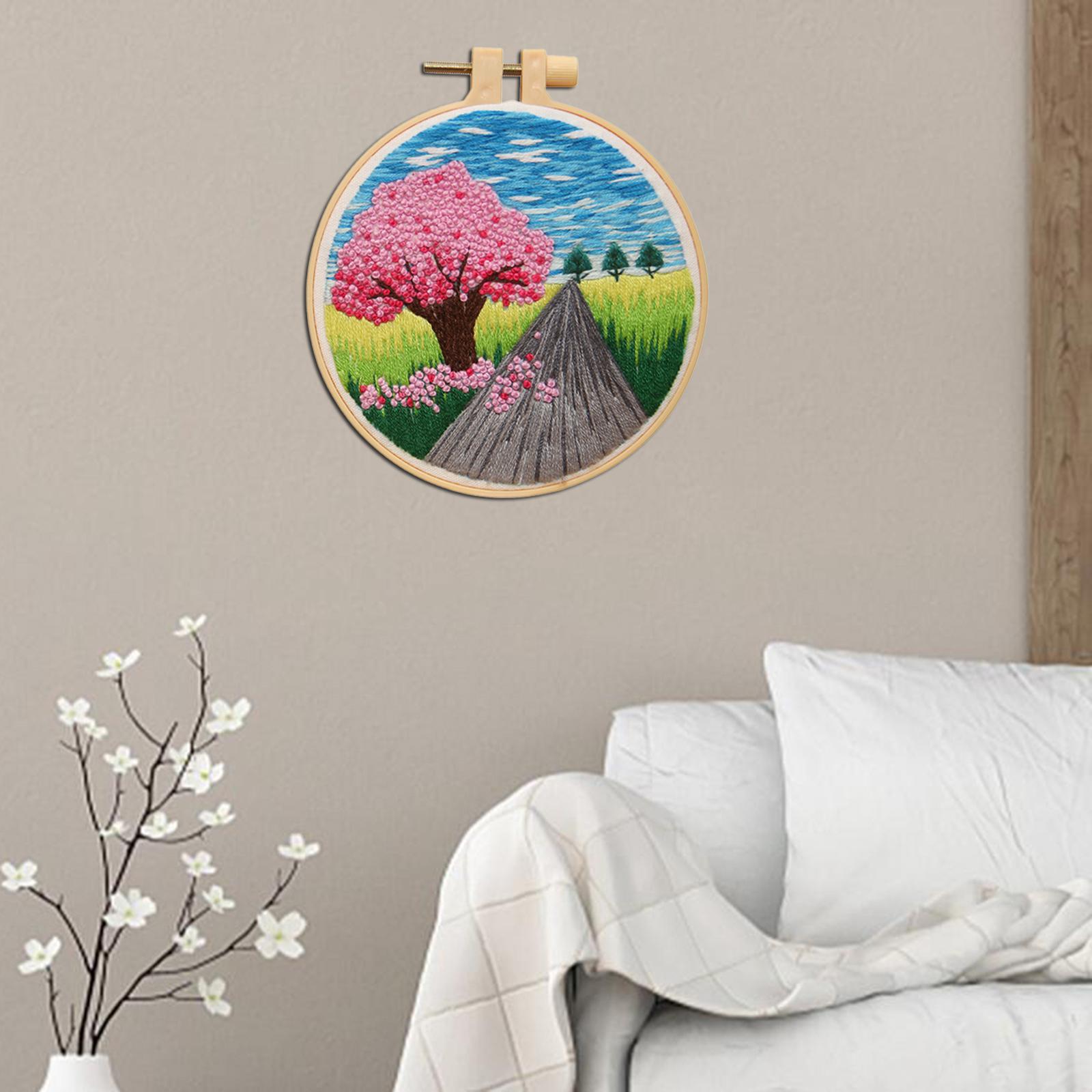 Cross Stitch Sewing Fabric Hoop Art Making DIY Embroidery Adults Peach