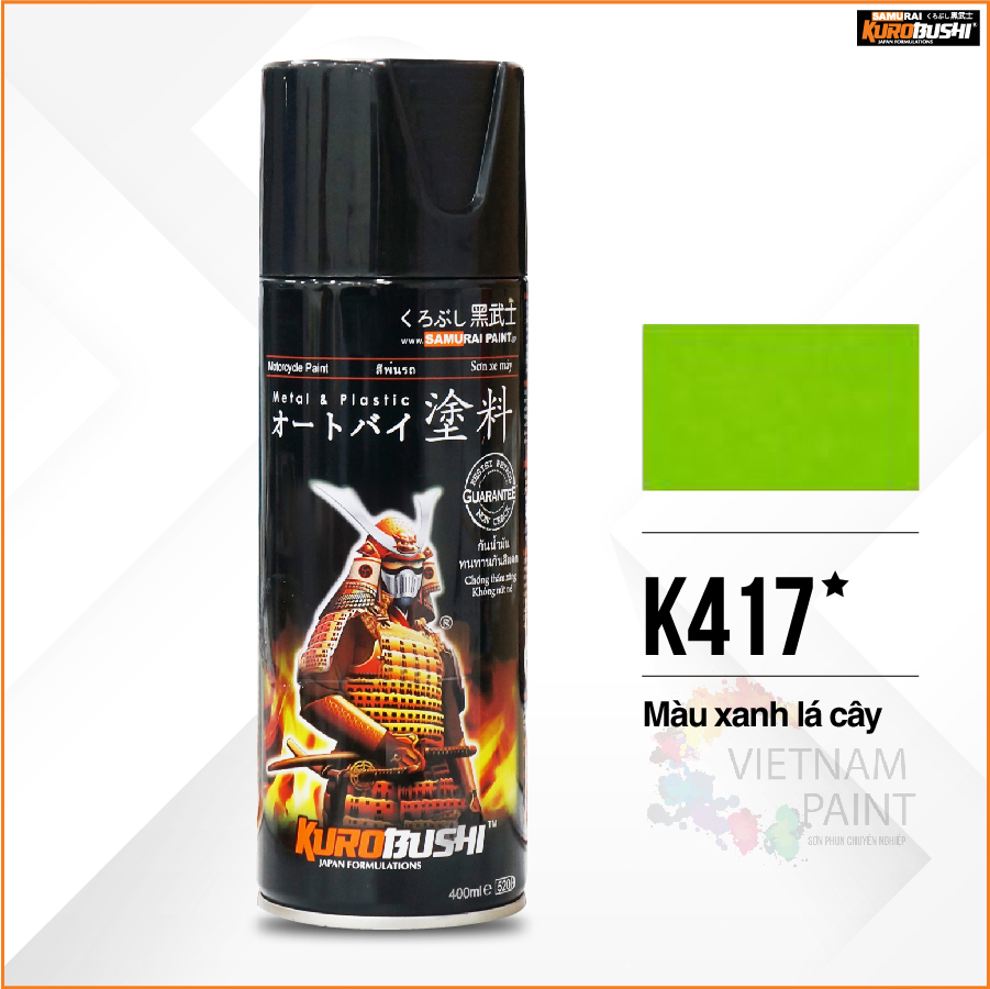 Sơn xịt Samurai Kurobushi - MÀU XANH LÁ CÂY Kawasaki K417 (400ml)