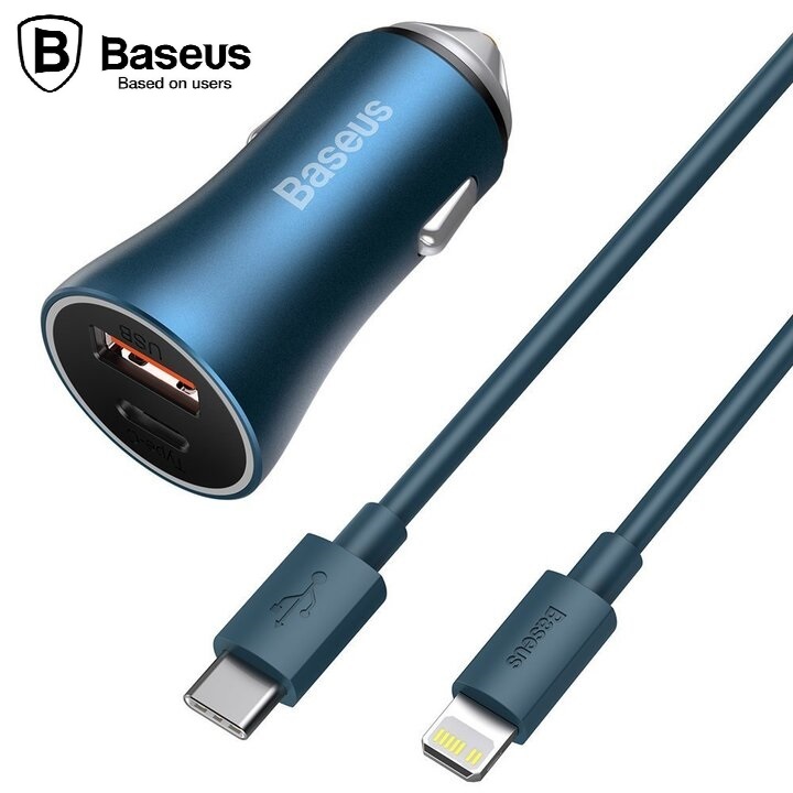 Tẩu sạc nhanh đa năng Baseus TZCCJD-B0G tích hợp cổng Type-C và USB - Hàng Nhập Khẩu