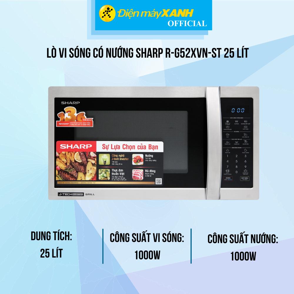 Lò vi sóng có nướng Sharp R-G52XVN-ST 25 lít - Hàng Chính Hãng