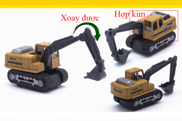 Hình ảnh Xe công trình xây dựng bằng kim loại  KAVY gồm 6 xe chi tiết sắc sảo, an toàn cho bé, dùng làm đồ chơi trẻ em hoặc trang trí