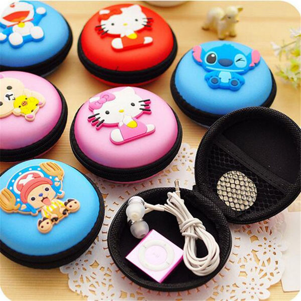 Hộp Đựng Cáp Sạc Và Tai Nghe Điện Thoại Hình Thú Cute - Loại Tròn - Màu Ngẫu Nhiên - HT