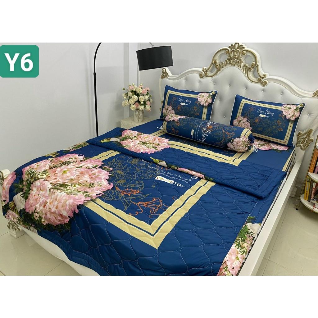 Bộ Drap mền + áo gối thun Ý 5D Cao Cấp , mát lạnh, thấm hút tốt.