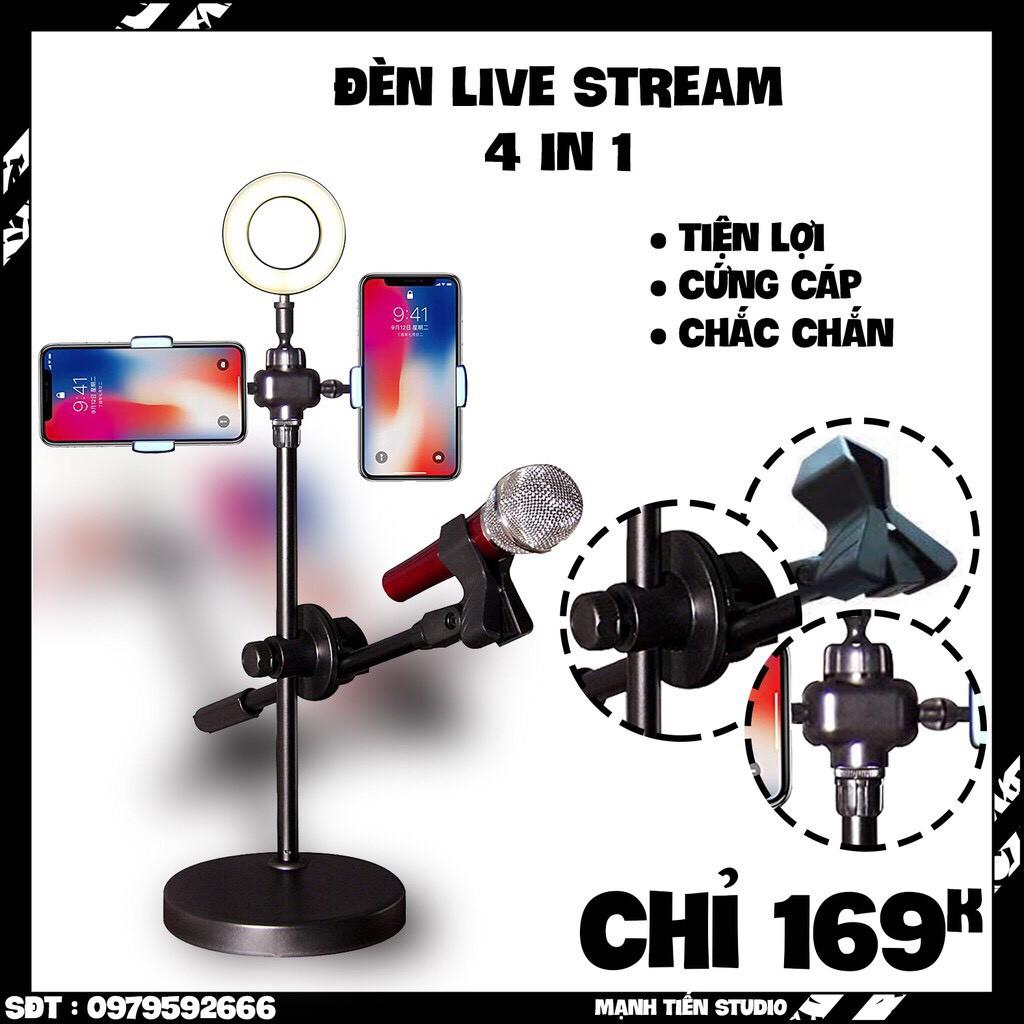 Đèn 4in1 livestream- giá đỡ micro - giá đỡ điện thoại - đèn led chuyển màu - siêu bền siêu chắc chắn