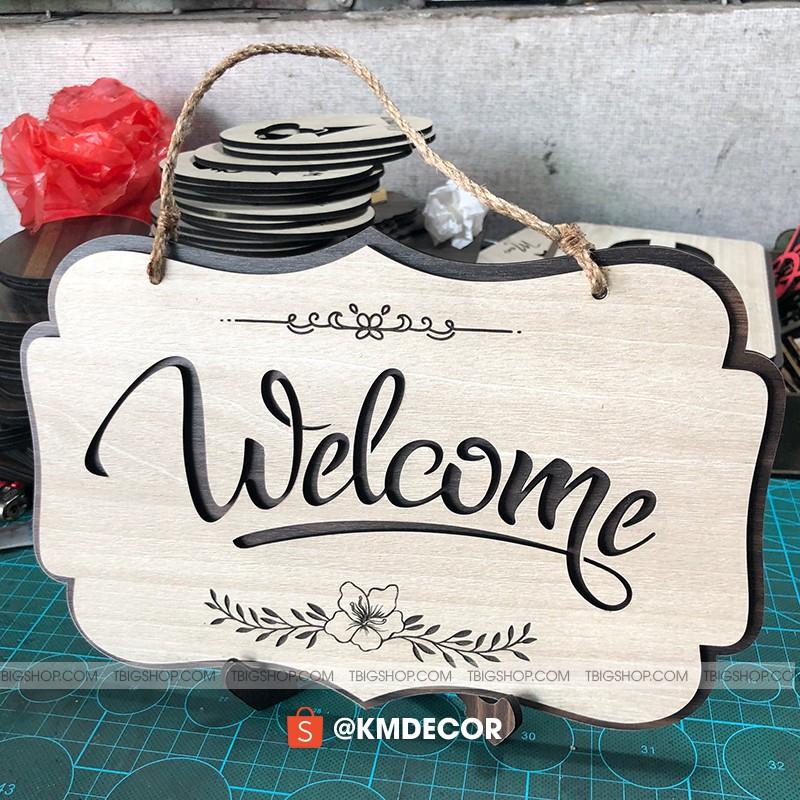 Bảng welcome gỗ decor treo cửa trang trí shop siêu đẹp