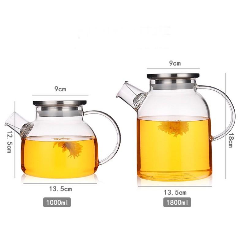 Bình nước thủy tinh cao cấp dáng trụ nắp inox dung tích 1.8L