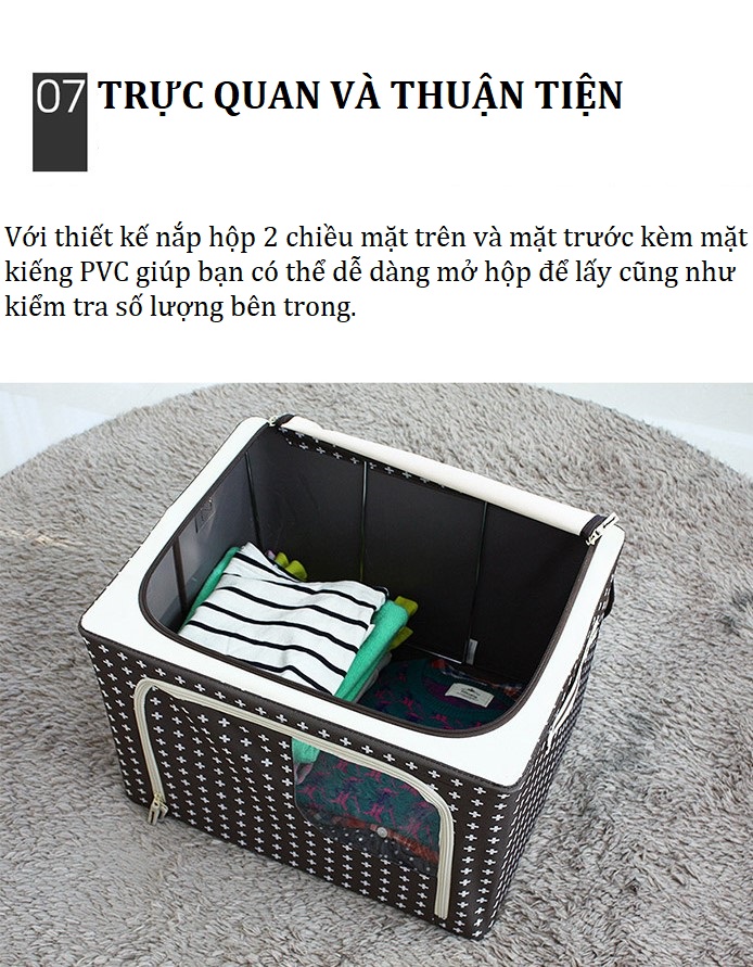 COMBO 2 TÚI ĐỰNG QUẦN ÁO KHUNG THÉP 56L-LIVING BOX 56L