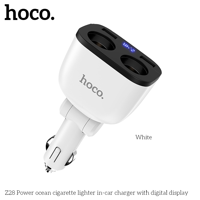 Chia tẩu sạc cho ô tô 1 ra 2 hoco Z28 _ Hàng chính hãng