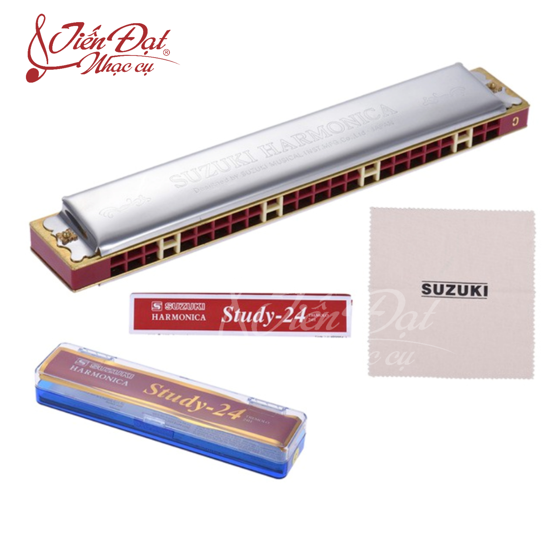 <Tặng Kèm Hộp Đựng, Khăn Nhung Lau> Kèn Harmonica Suzuki Study 24