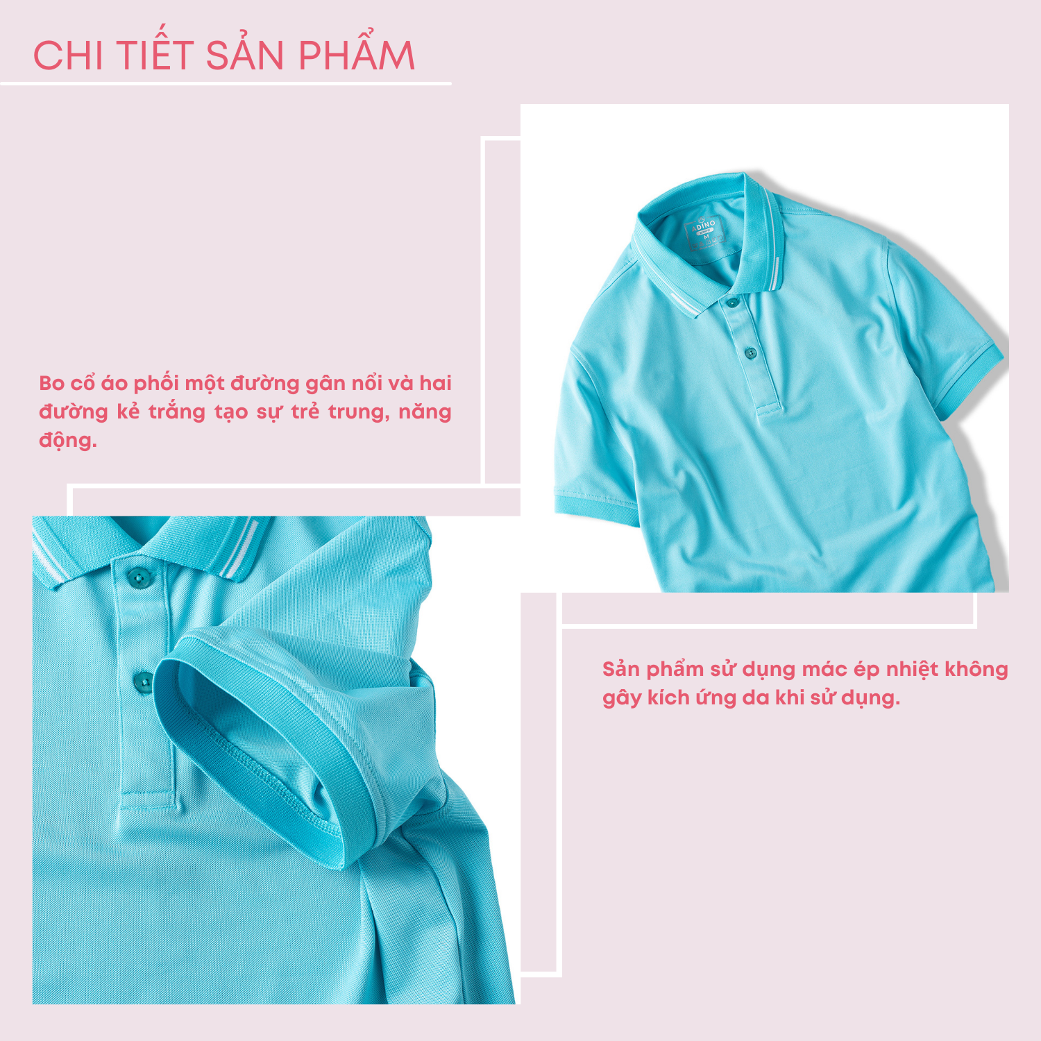 Áo polo nữ màu xanh thiên thanh phối viền ADINO vải polyester cotton không bai xù dáng slimfit công sở hơi ôm trẻ trung APN05