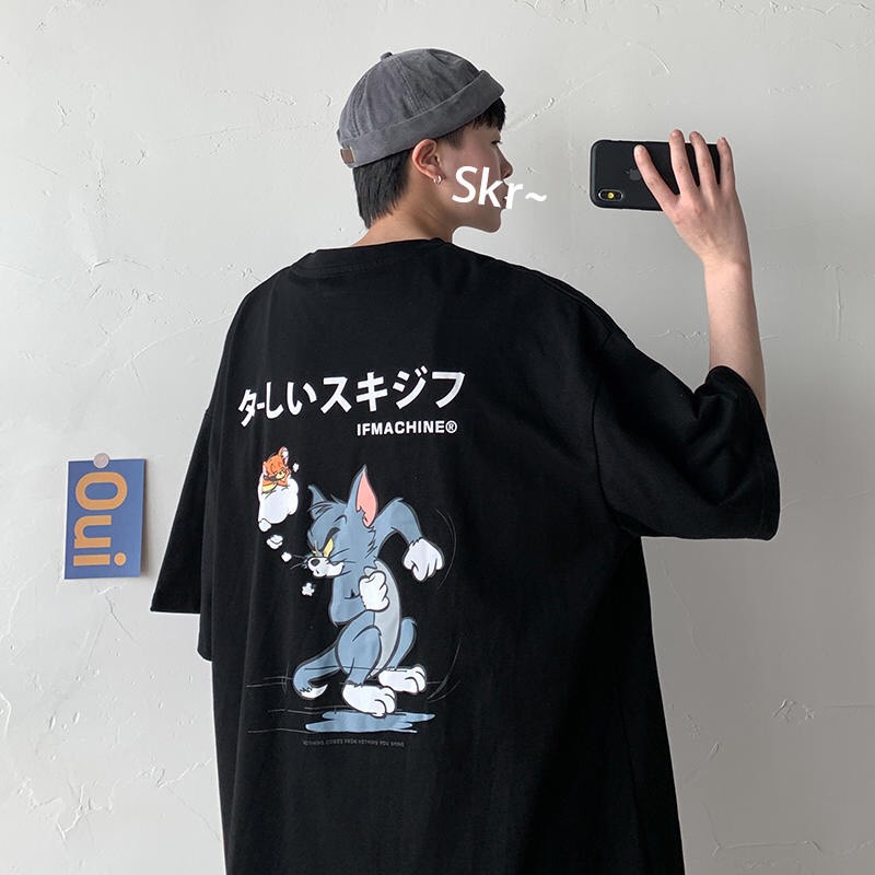 Hình ảnh Áo Thun Nữ Tay Lỡ - Áo Phông Nam Nữ Form Rộng Freesize Vải Chất Cotton Mịn Mát Kita Unisex - MÈO IN JAPAN