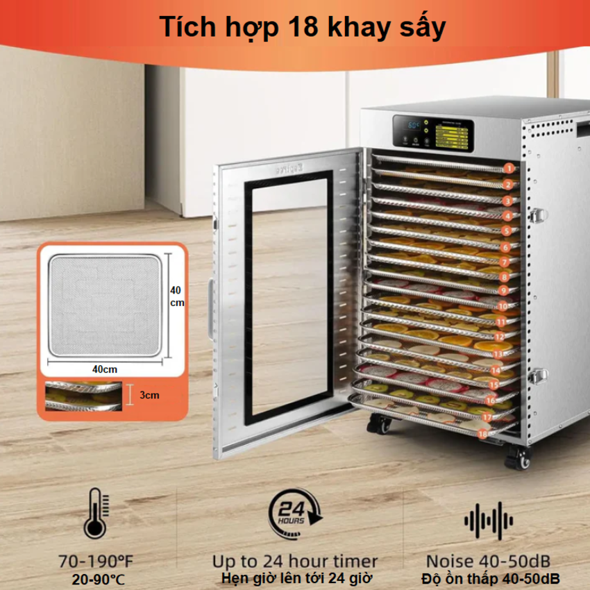 Máy sấy thực phẩm 18 khay, dung tích 94 lít thương hiệu Mỹ Septree DBC-18A - Hàng nhập khẩu