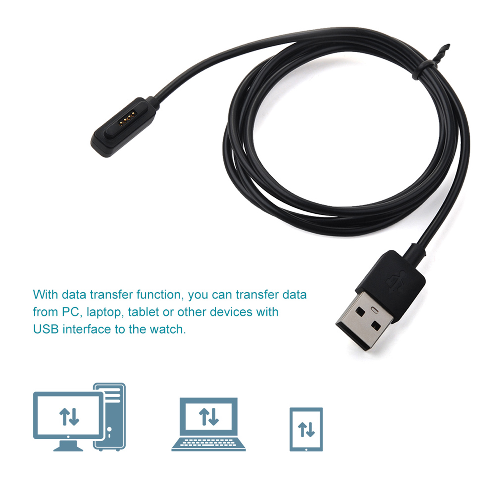 Cáp sạc đồng hồ thông minh cho Asus ZenWatch thứ 2 với giao diện USB dài 1 mét có từ tính