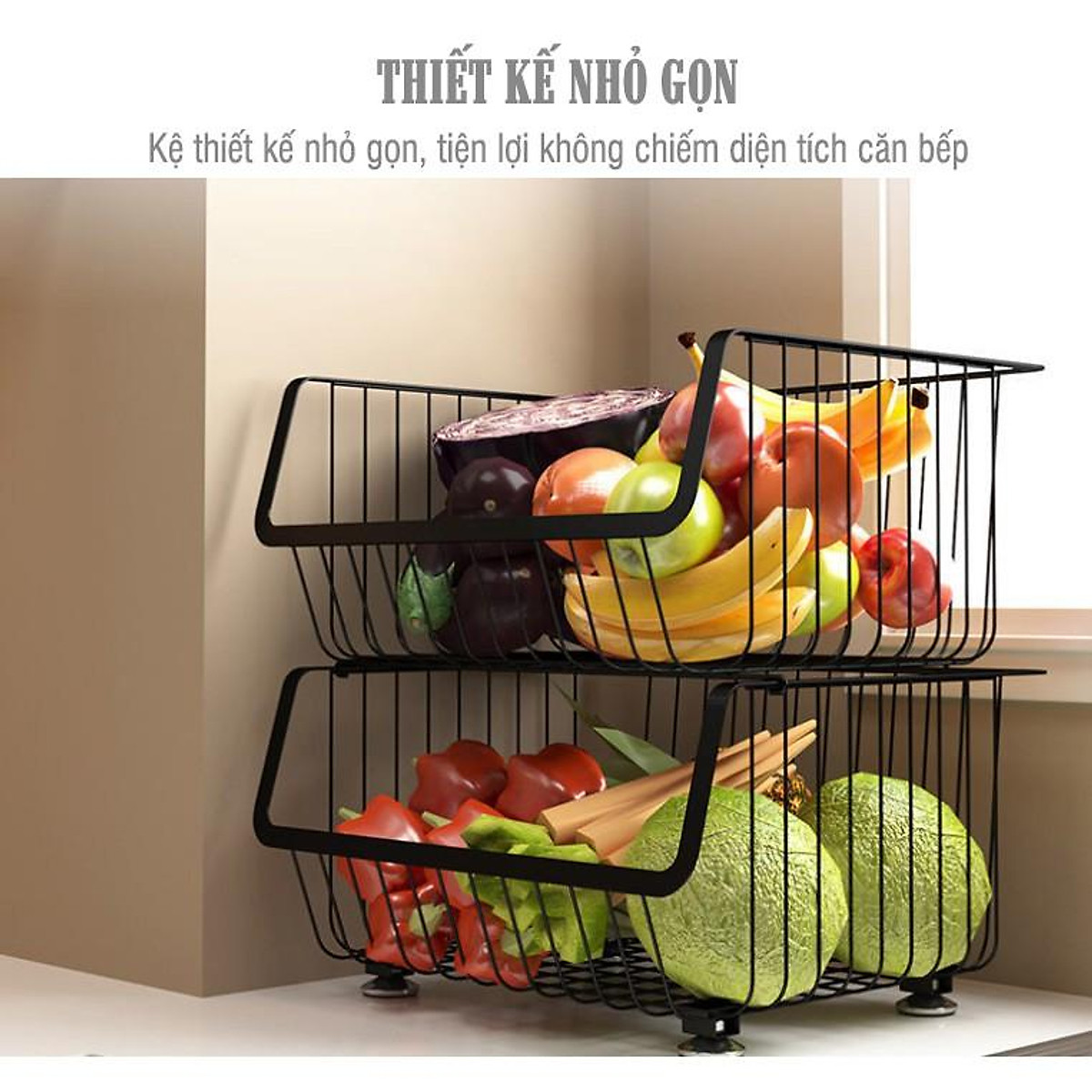 Kệ rau củ đa năng nhiều tầng có bánh xe tiện lợi nhà bếp, giá đựng rau củ, hoa quả, trái cây, xoong nồi,gia vị tiện dụng