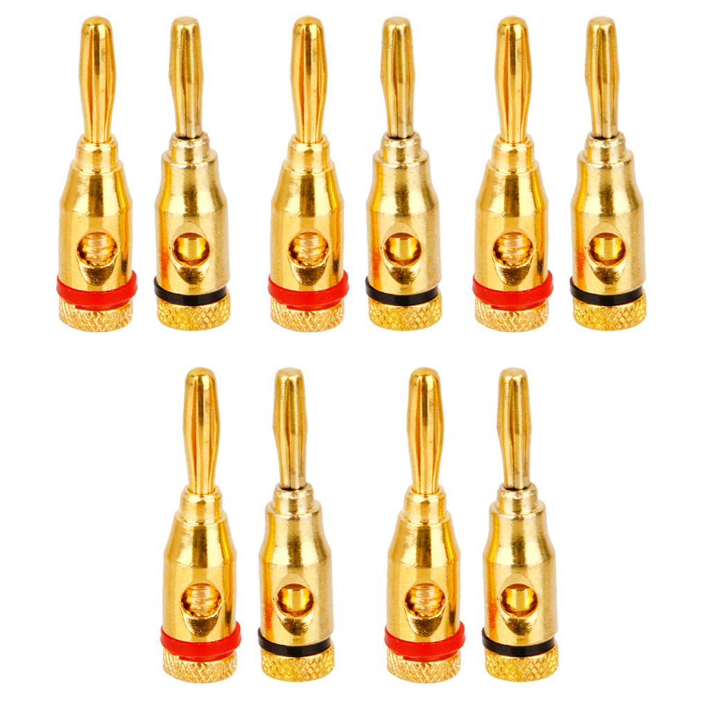 10x Gold plated Musical Speaker Cable Wire Screw Banana Plug Connector 4MM