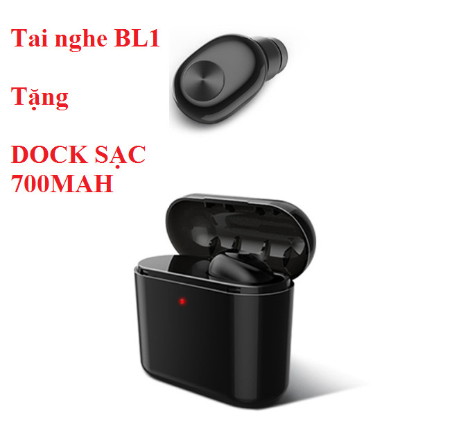 Tai nghe bluetooth BL1 tặng Dock sạc pin 300mah (Đen)