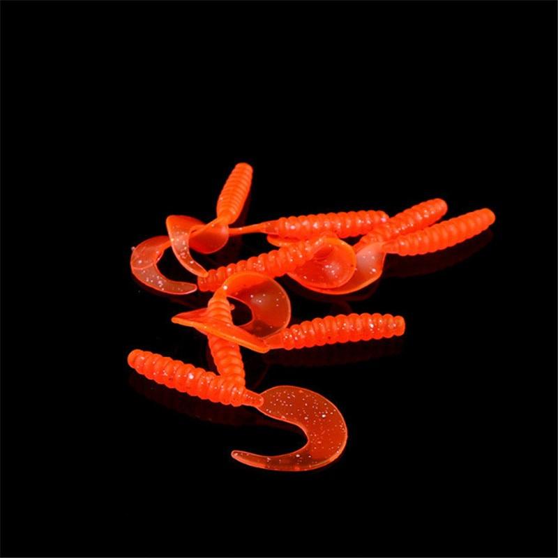 10PCS/Set Fashion Silicone Rubber Fake Maggots Bait Luminous Mini Tail Soft Bait Worm Fishing Lures Fishing Bait 3.5cm/0.7g