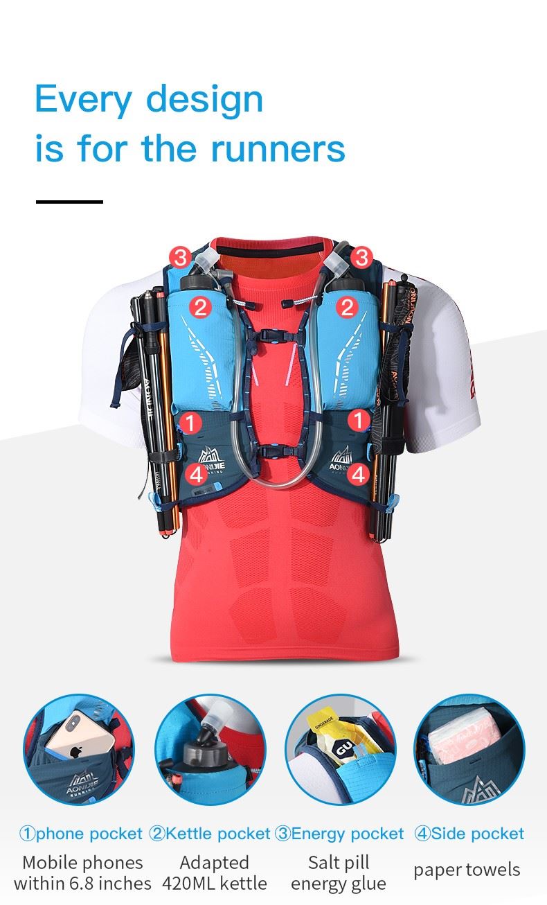 Balo Vest Chạy Bộ Chạy Trail Leo Núi Trekking Đạp Xe Aonijie C9103S 10L