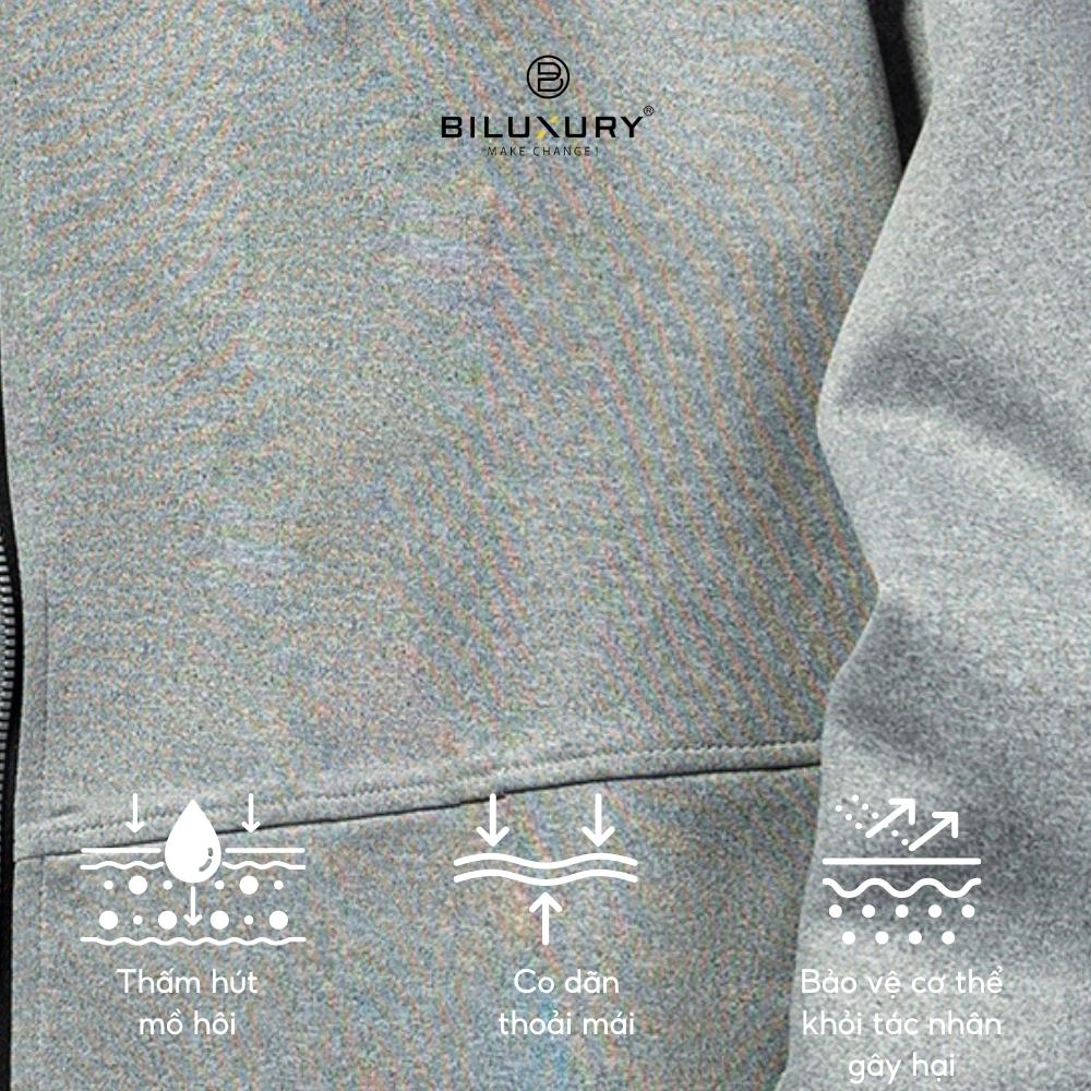 Bộ nỉ thể thao nam Biluxury 6ANKT005GHS thiết kế basic có khóa kéo phom ôm vừa mang lại vẻ ngoài trẻ trung năng động