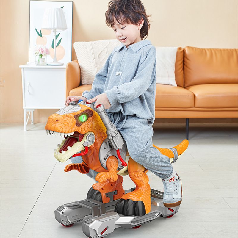 Xe Khủng Long Chòi Chân Cho Bé Tyrannosaurus Rex Phun Khói, Xe Trượt Scooter Có Bánh Cỡ Lớn Có Hiệu Ứng Đèn Và Nhạc