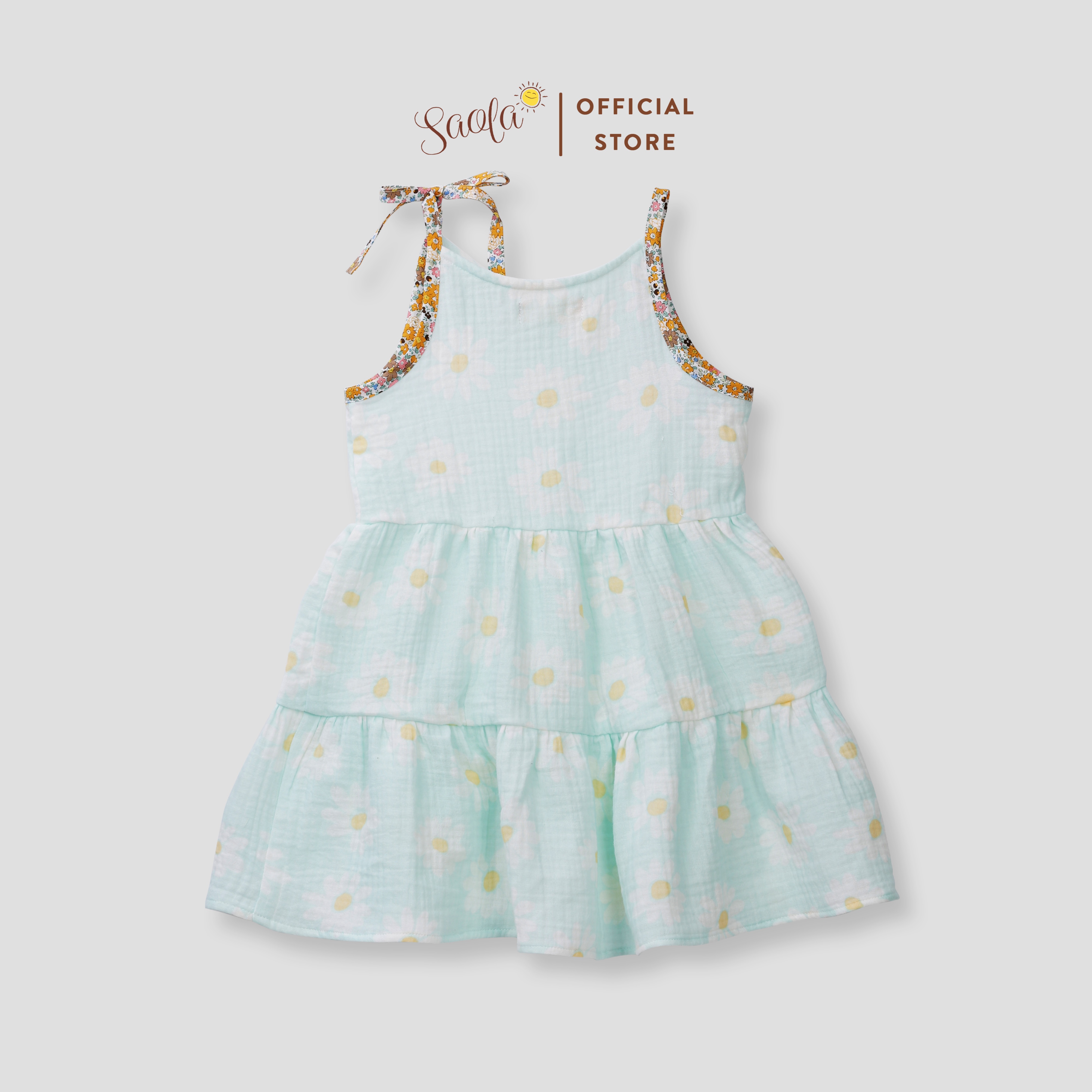 Đầm Muslin Hai Tầng Cột Dây Bên Vai Cho Bé Gái - NELI DRESS - DRM036 - SAOLA KIDS CLOTHING