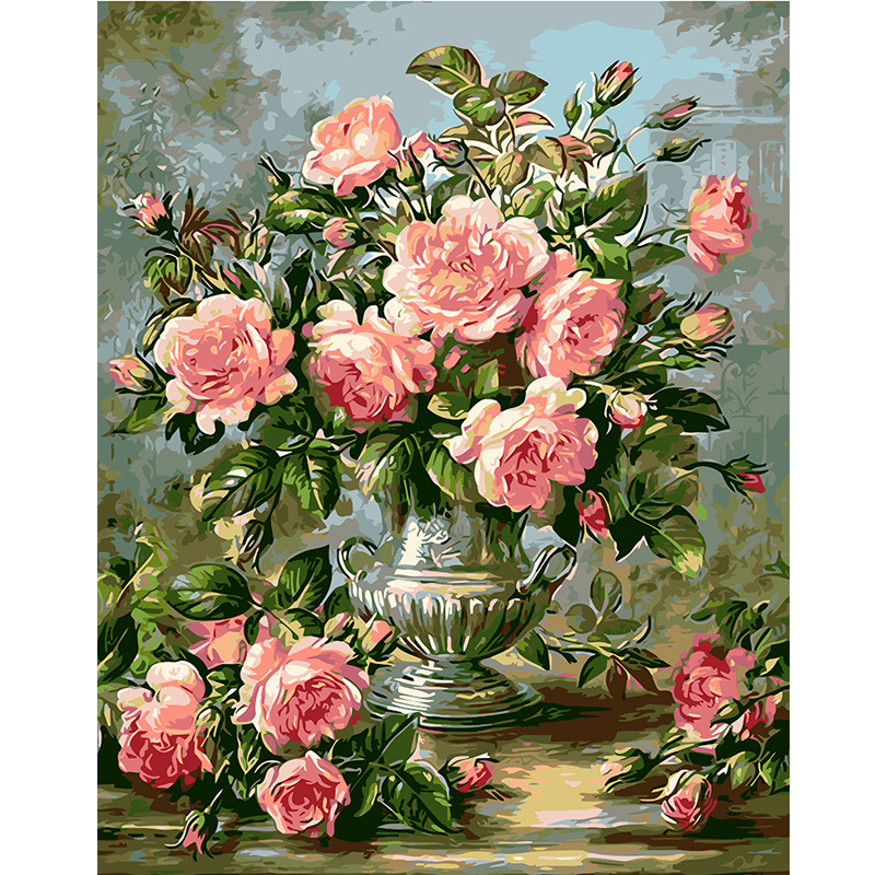 Tranh sơn dầu số hoá tự tô đã căn sẵn khung 40x50 cm (painting by number) - DZ820 Elegance roses